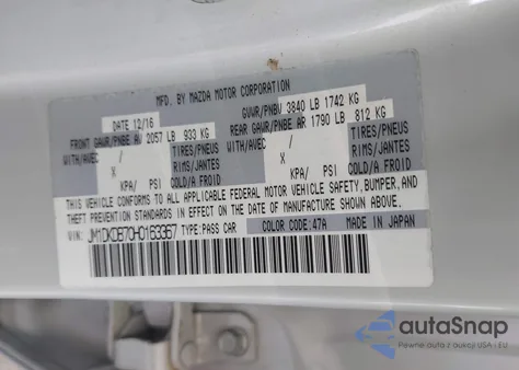 2017 Mazda Cx-3 Sport z USA, uszkodzony, nr VIN JM1DKDB70H0163367